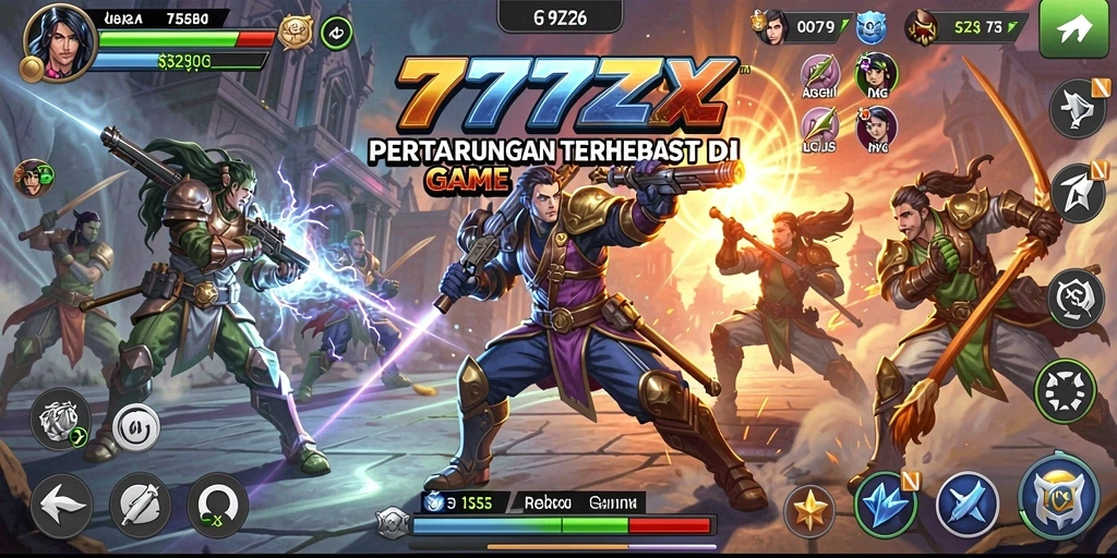 Gameplay 777ZX menampilkan pertarungan seru dengan karakter yang beragam.