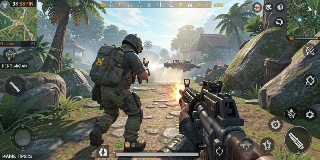 Menampilkan aksi mendebarkan dari gameplay TPS 98SPIN.