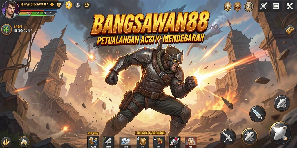 Screenshot gameplay BANGSAWAN88 menunjukkan aksi tempur yang seru.