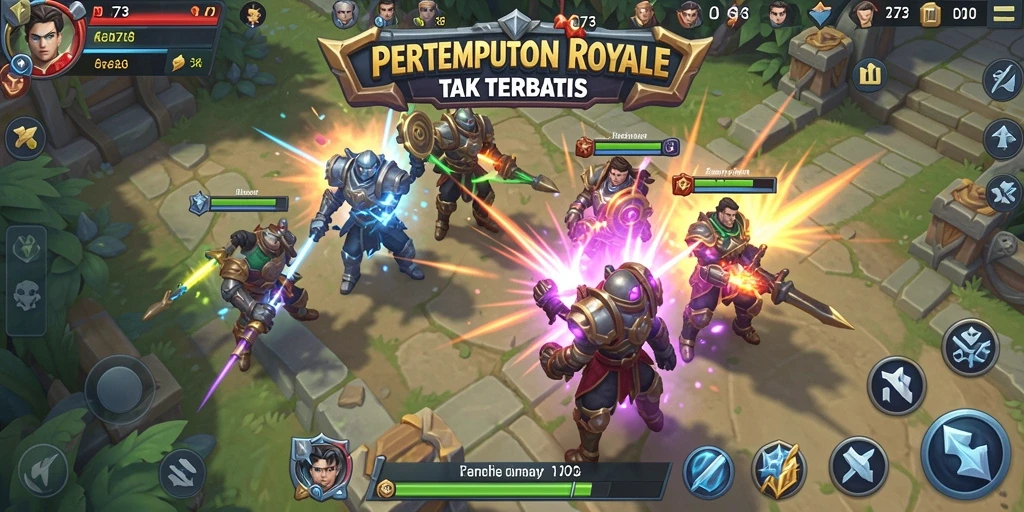 Tangkapan layar D73 yang menampilkan aksi seru dalam pertempuran Battle Royale.