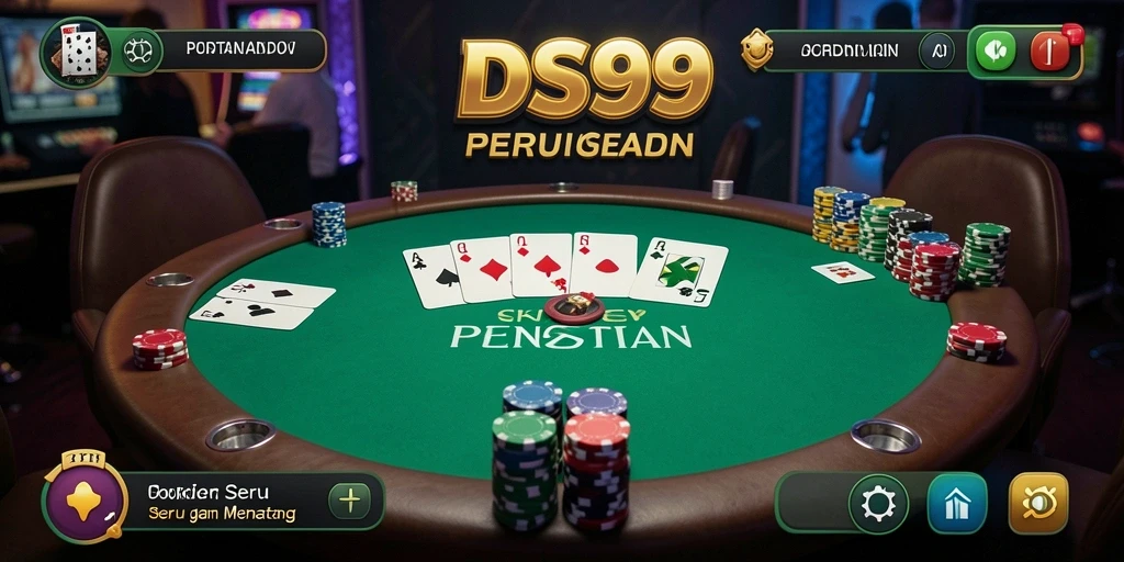 Tampilan gameplay DS99 dengan pemain berkompetisi di meja Poker.