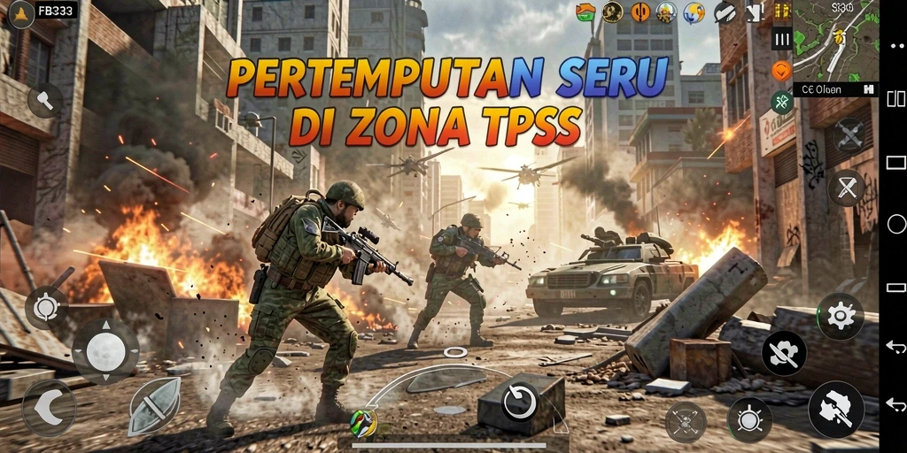 Screenshot FB333 menampilkan aksi pertempuran TPS yang mendebarkan.