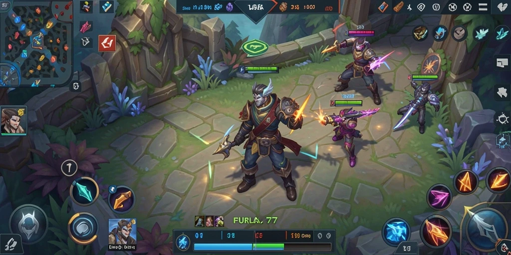 Screenshot gameplay FURLA77 menampilkan aksi seru dalam pertempuran tim.
