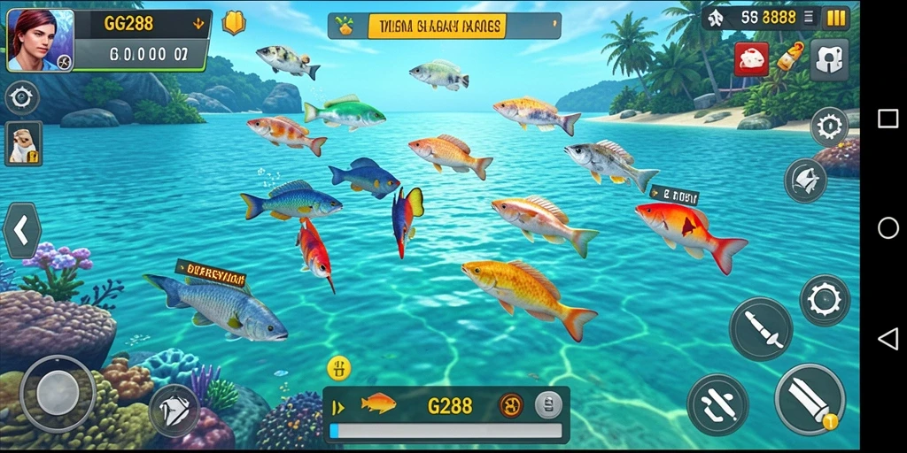 Tampilan gameplay GG288 yang menampilkan aksi Tembak Ikan yang seru.