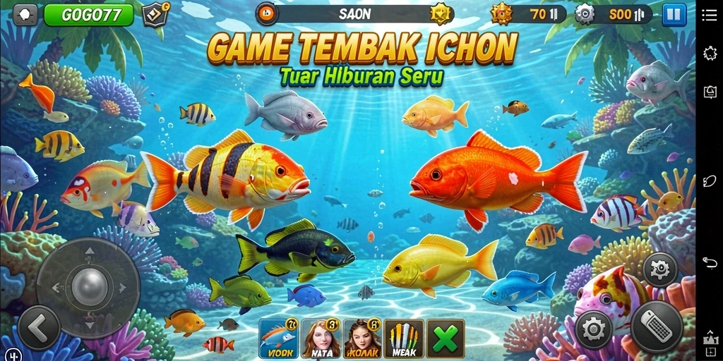 Tampilan aksi seru dalam game Tembak Ikan GOGO77.
