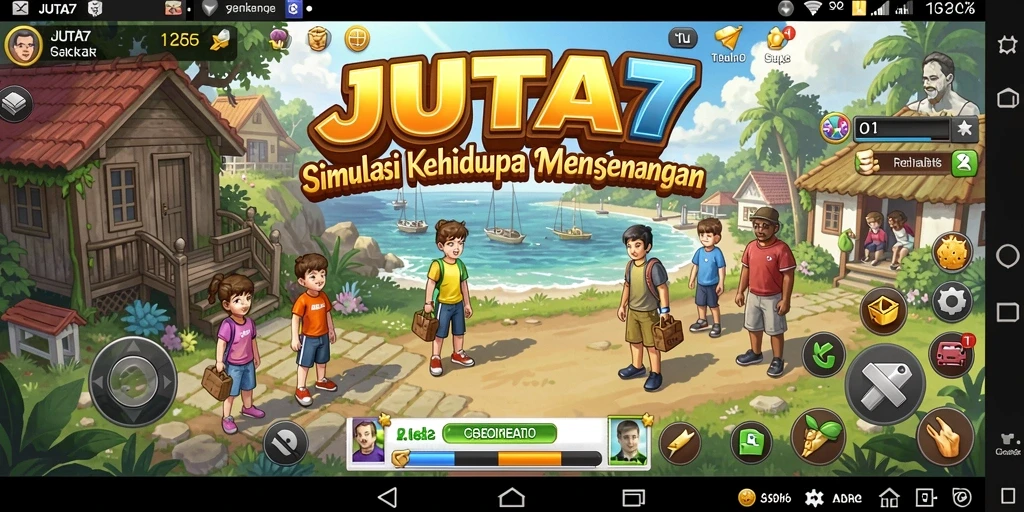 Tangkapan layar gameplay JUTA7 yang menunjukkan interaksi sosial dan keputusan penting.