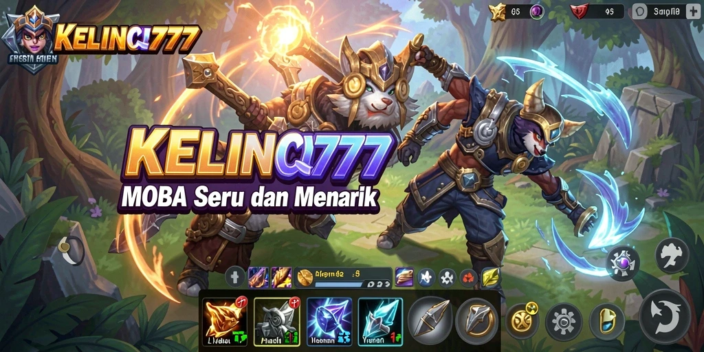 Tampilan seru gameplay KELINCI777 dalam pertarungan MOBA.