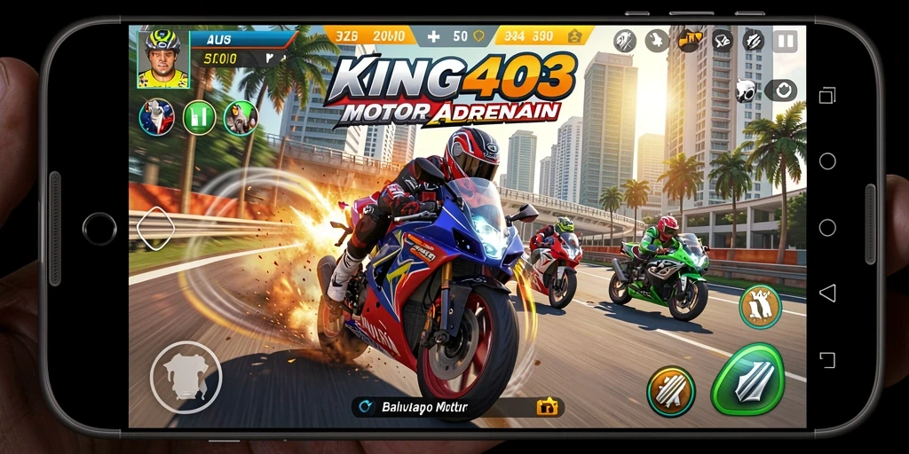 Tampilan gameplay <strong>KING403</strong> yang seru dan mendebarkan saat balapan.