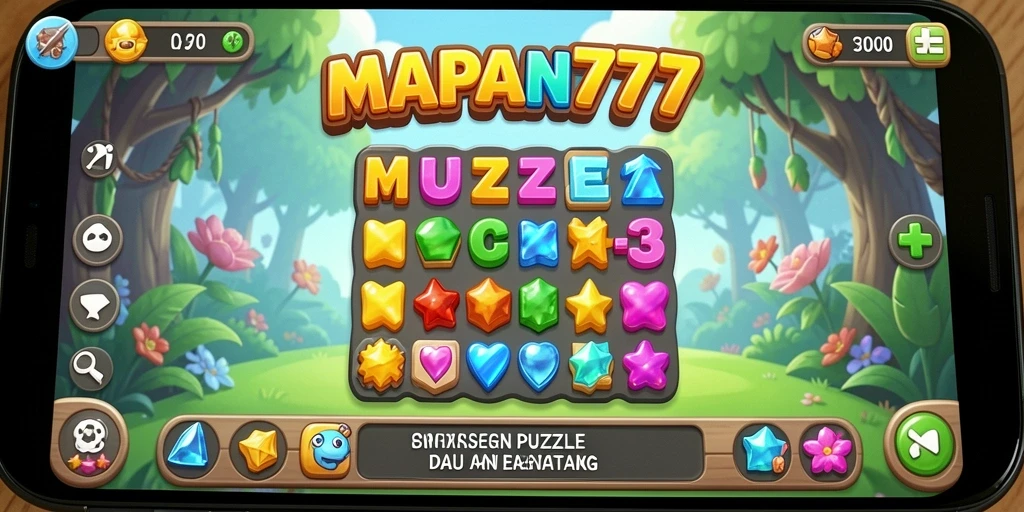 Screenshot gameplay MAPAN777 menampilkan aksi mencocokkan elemen Match-3 yang seru.