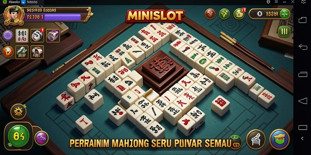Tangkapan layar gameplay MINISLOT menampilkan puzzle Mahjong yang menarik.