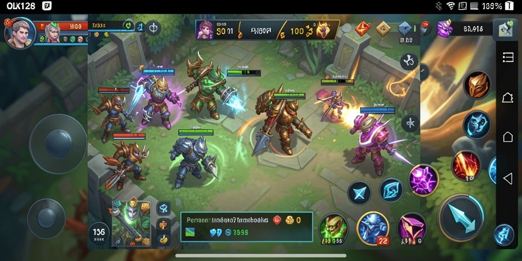 Tampilan gameplay menarik di OLX128 menunjukkan strategi perang yang intens.