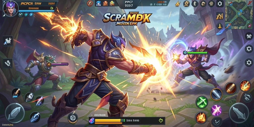 Screenshot menampilkan aksi intens dalam game MOBA PCPC7.
