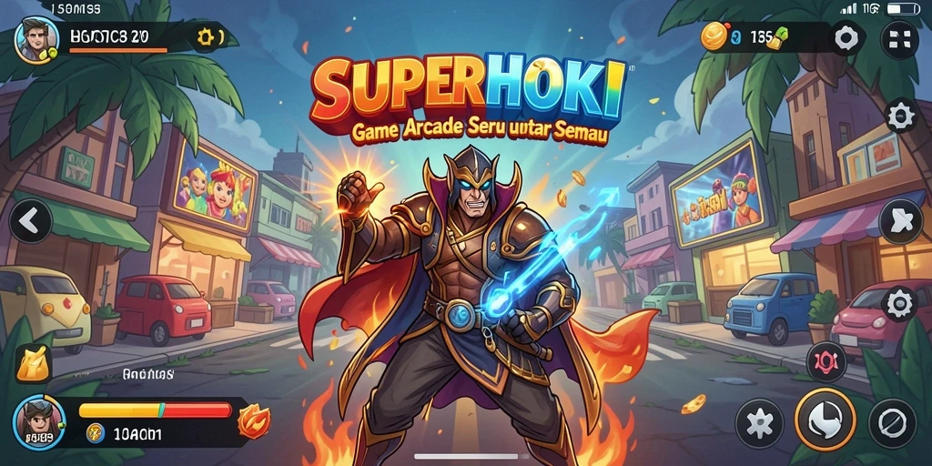 Gameplay SUPERHOKI yang seru dan penuh warna.