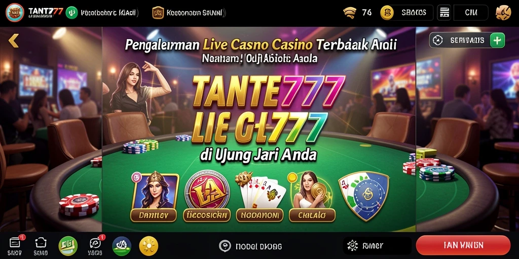 Screenshot TANTE777 menampilkan dealer langsung dan gameplay yang menarik.