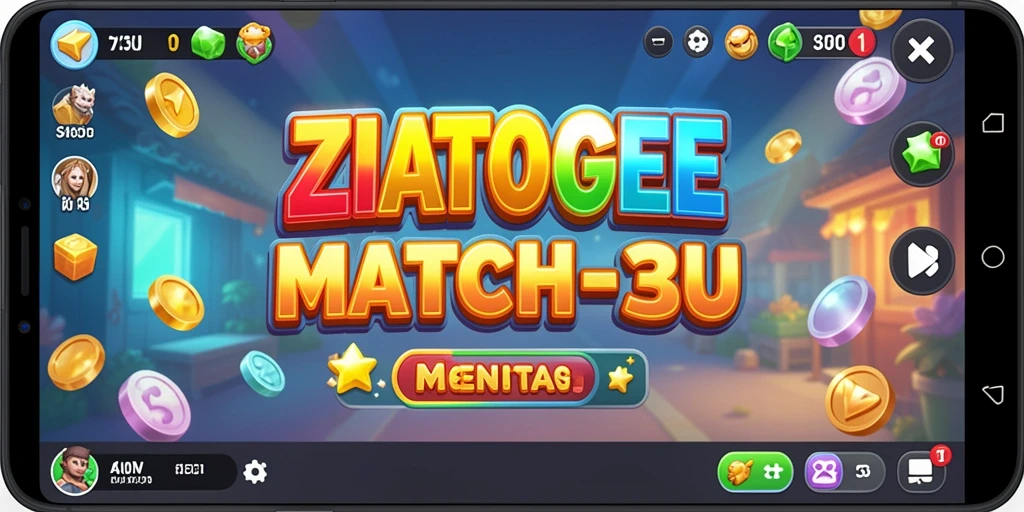Tampilan gameplay ZIATOGEL dengan elemen Match-3 yang seru.
